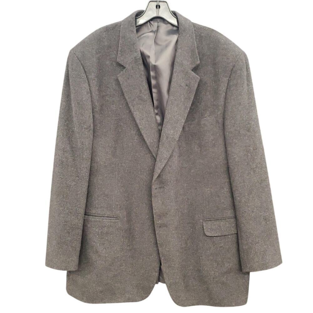100% Camel's Hair Winter Luxury Men Jacket Blazer Dark Gray Size Large Over Coat